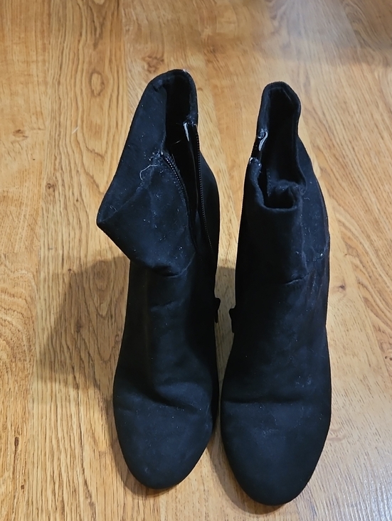 Christian Siriano Shoes - Christian Siriano Black Suede-Look Ankle Booties with Side Zip